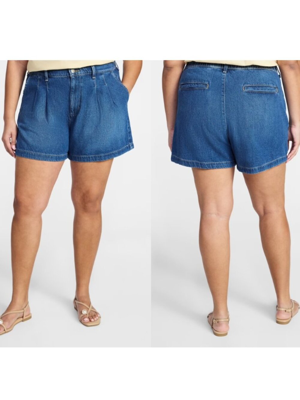 NWT Terra & Sky Women's Plus Size Drapey Denim Shorts Sizes 20W